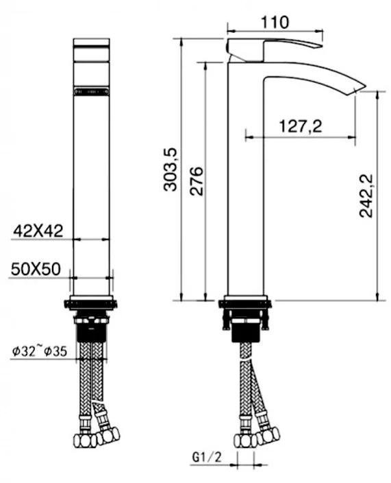Cмеситель для раковины Высокий Hansberge H2077 Белый