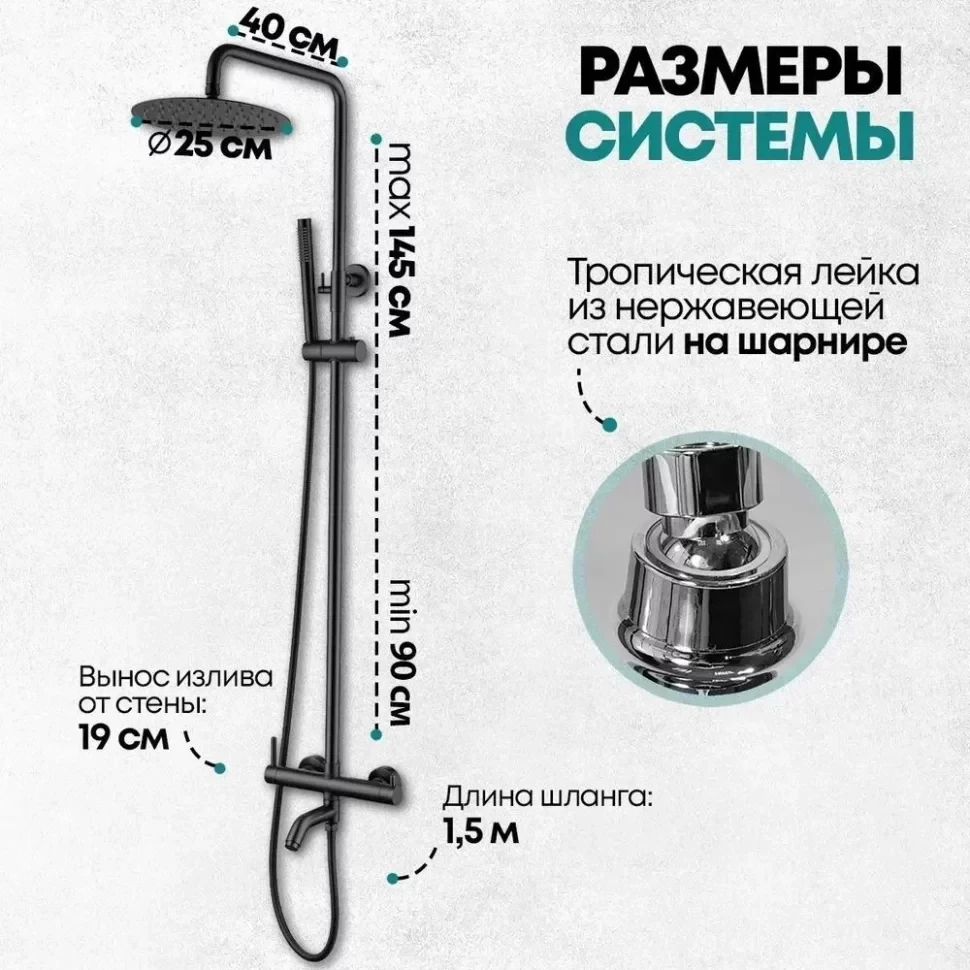 Душевая система Grocenberg GB7099 Чёрный матовый